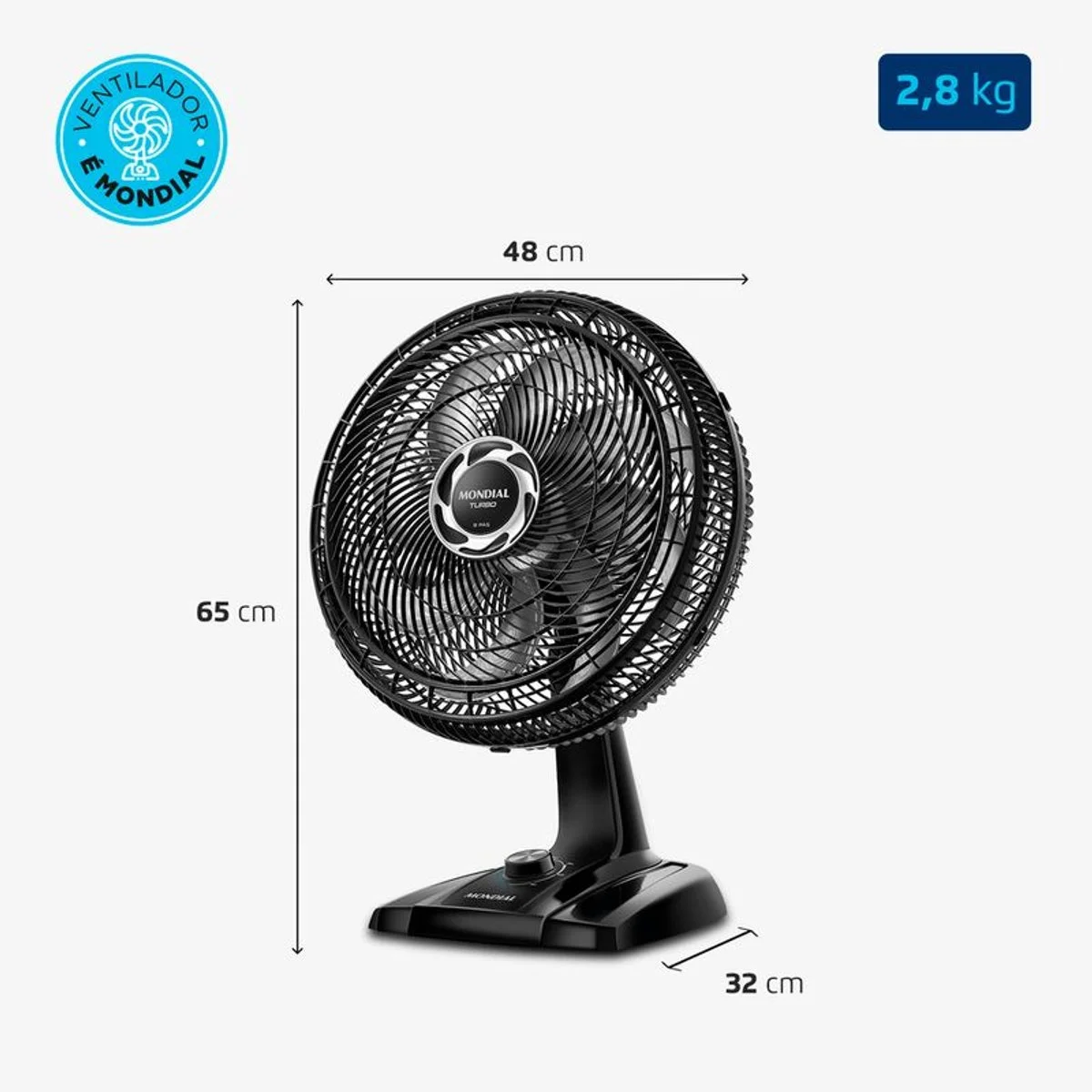 Ventilador de Mesa Mondial Turbo 8 Pás 40cm NVT-40-8P-B 140W Preto 127V - AP / MT