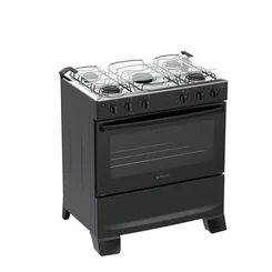 Fogão Atlas Mônaco Plus 5 Bocas Preto Mesa Inox Acendimento Automático - AP / MT