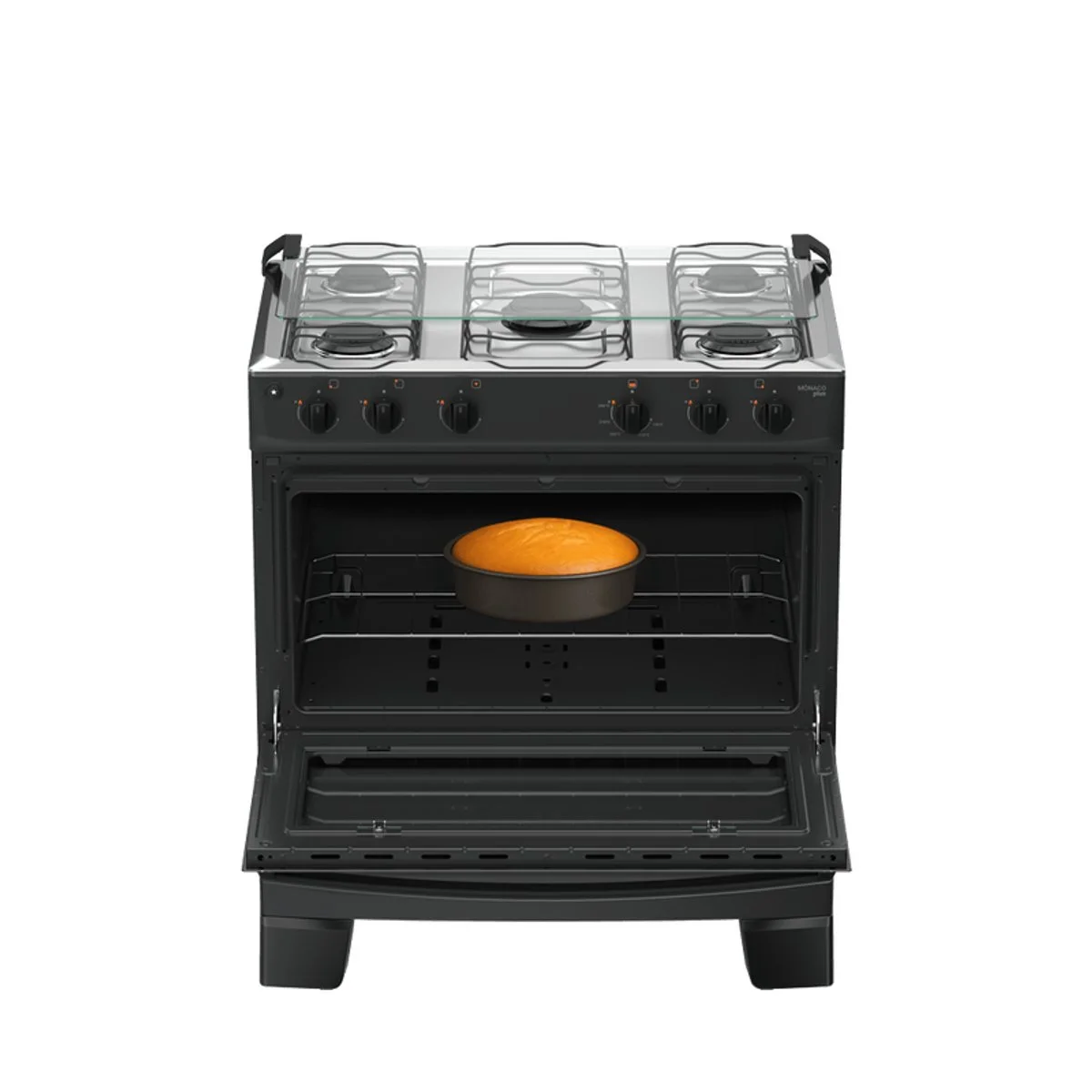 Fogão Atlas Mônaco Plus 5 Bocas Preto Mesa Inox Acendimento Automático - AP / MT