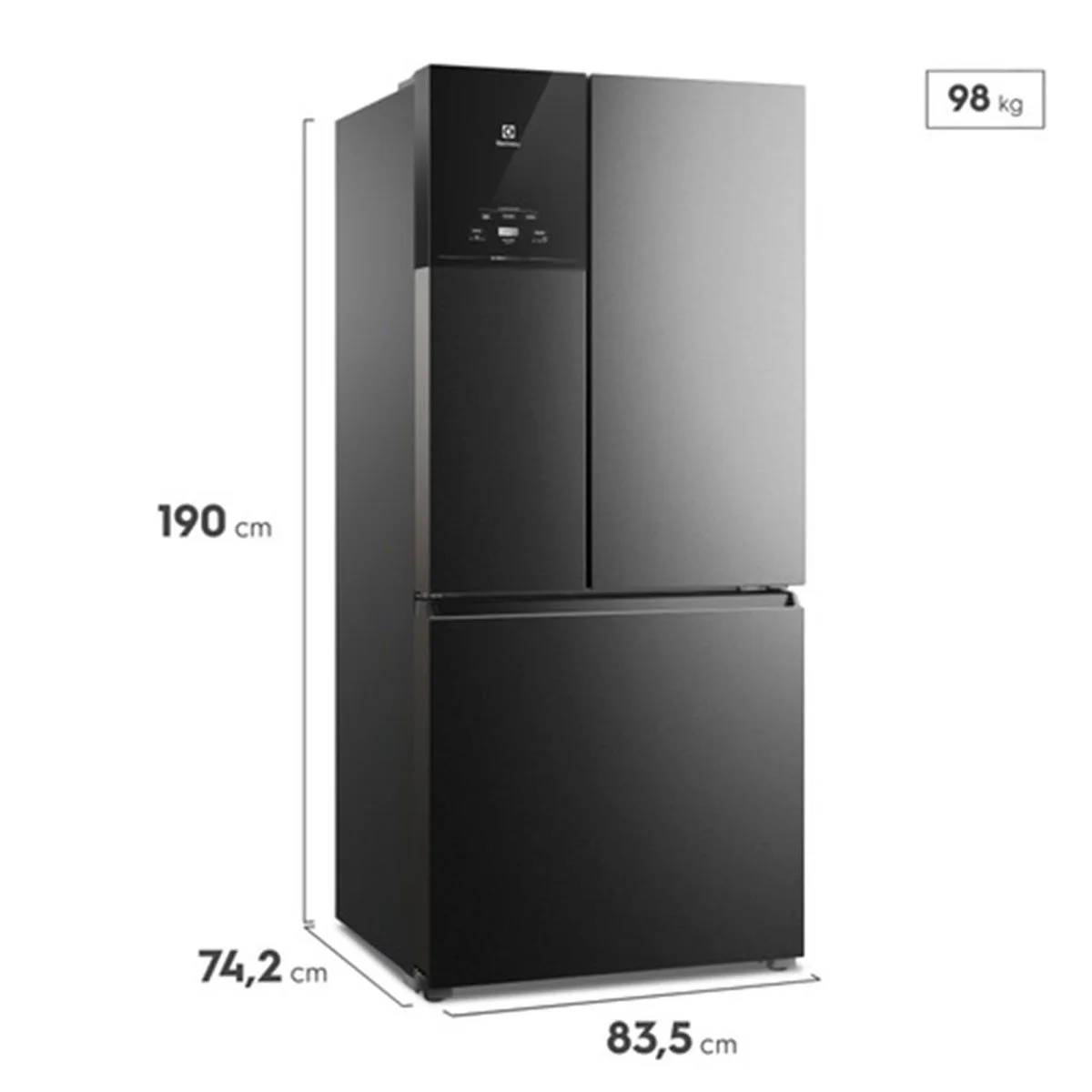 Refrigerador Electrolux Multidoor Efficient 590L Frost Free AutoSense Inverter 3 Portas Black Inox Look IM8B 127V - AP / MT
