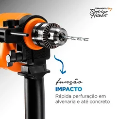 Furadeira de Impacto Mondial FI-RH-01M 650W 127V com Maleta e 19 Acessórios - AP / MT