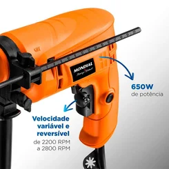 Furadeira de Impacto Mondial FI-RH-01M 650W 127V com Maleta e 19 Acessórios - AP / MT