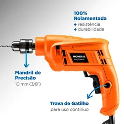 Furadeira de Impacto Mondial FI-RH-01M 650W 127V com Maleta e 19 Acessórios - AP / MT