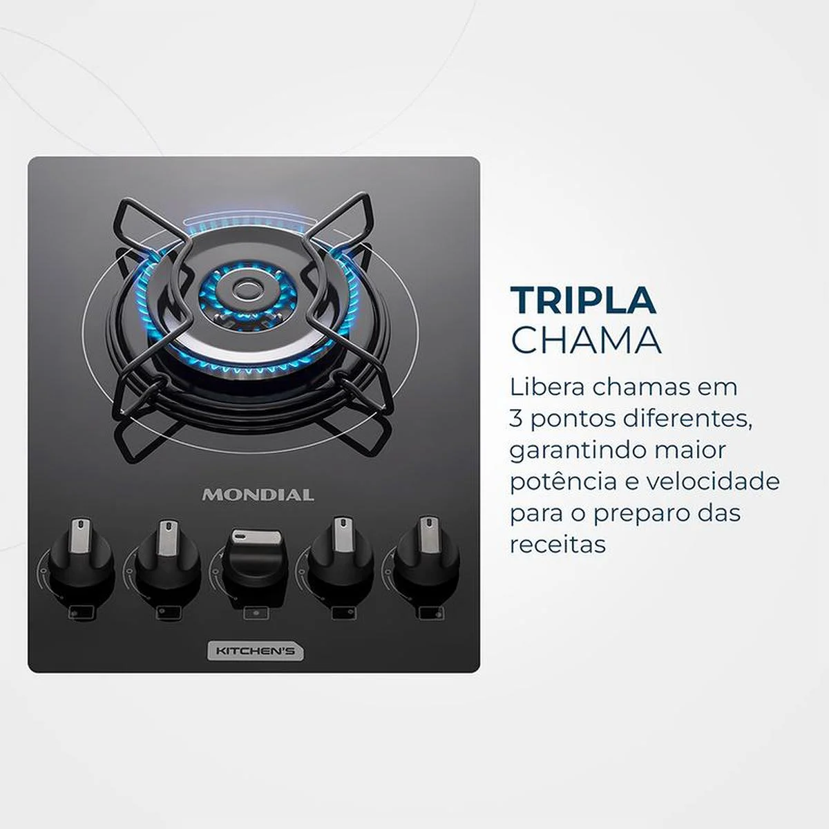 Cooktop a Gás 5 Bocas Tripla Chama Mondial CTG-03 Preto Inox Bivolt - AP / MT