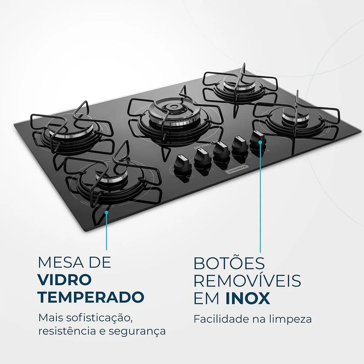 Cooktop a Gás 5 Bocas Tripla Chama Mondial CTG-03 Preto Inox Bivolt - AP / MT
