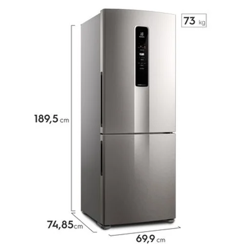 Geladeira Electrolux Frost Free Inverter 490L Efficient AutoSense Inverse Inox Look IB7S 127V - AP / MT