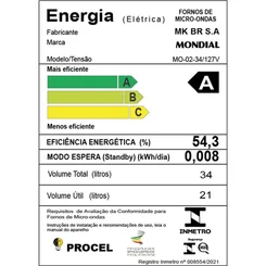 Micro-ondas Mondial MO-02-34-E Espelhado 34L 127V - AP / MT