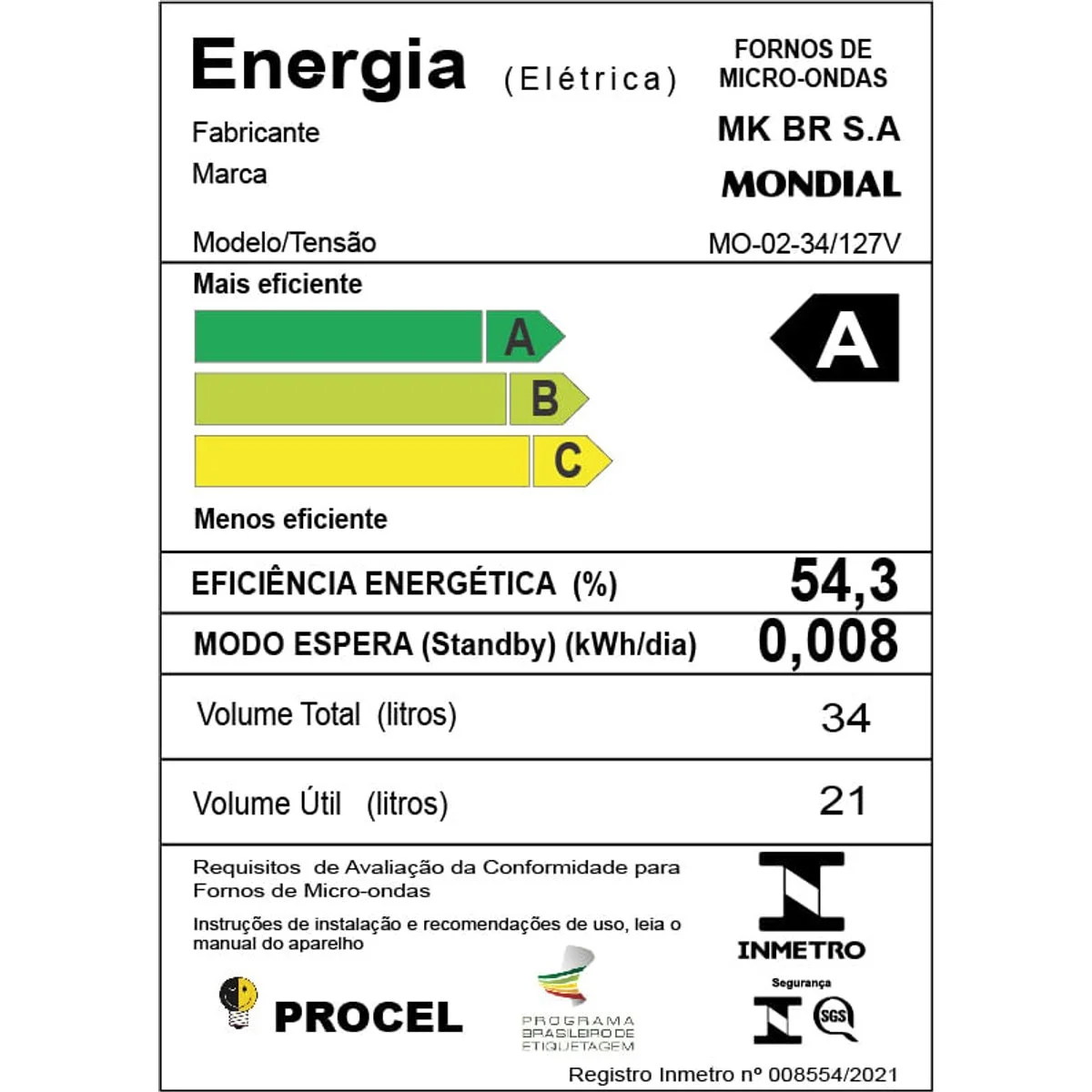 Micro-ondas Mondial MO-02-34-E Espelhado 34L 127V - AP / MT