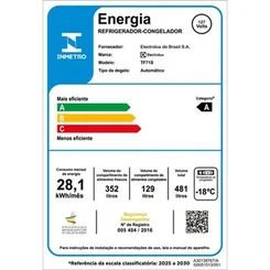 Geladeira Electrolux Frost Free AutoSense 480L Efficient Duplex Inox Look TF71S 127V - AP / MT