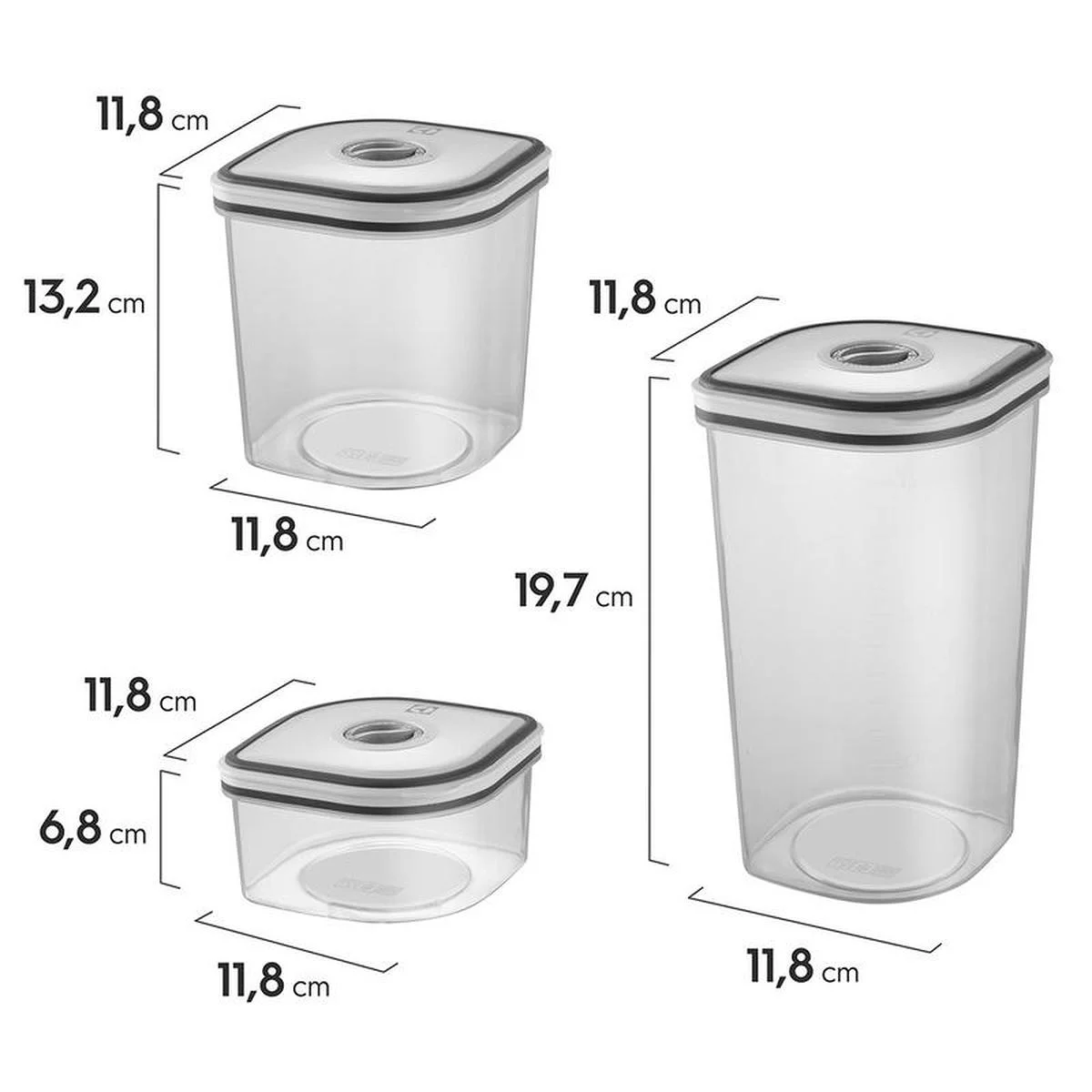 Potes Herméticos de Plástico Electrolux Cinza Kit 8 Unidades - AP / MT
