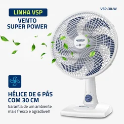Ventilador de Mesa Mondial Super Power 30cm 6 Pás VSP-30-AP 127V Preto/Azul - AP / MT