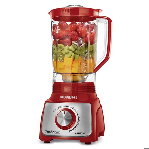 Liquidificador Mondial Turbo Inox L-1100-RI 1100W 3L Vermelho 127V - AP / MT