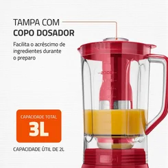 Liquidificador Mondial Turbo Inox L-1100-RI 1100W 3L Vermelho 127V - AP / MT