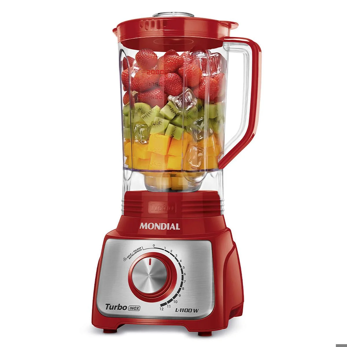 Liquidificador Mondial Turbo Inox L-1100-RI 1100W 3L Vermelho 127V - AP / MT