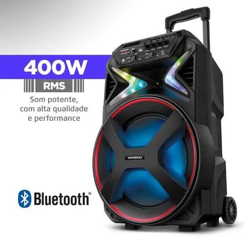 Caixa Amplificada Mondial Connect Lights CM-400 400W RMS Bluetooth Bivolt - AP / MT