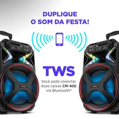 Caixa Amplificada Mondial Connect Lights CM-400 400W RMS Bluetooth Bivolt - AP / MT