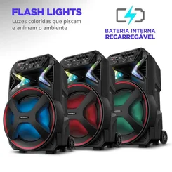 Caixa Amplificada Mondial Connect Lights CM-400 400W RMS Bluetooth Bivolt - AP / MT