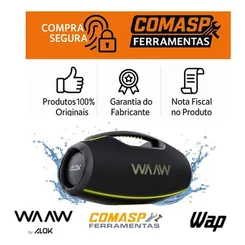 Caixa de Som Bluetooth Boombox WAAW by Alok Hyperboom 1000 WAAW0037 - AP / MT