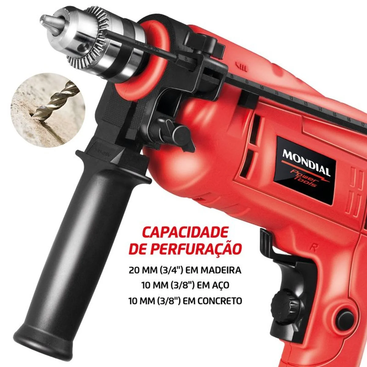 Furadeira de Impacto Mondial Power Tools NFFI-07 650W 3/8" 127V - AP / MT