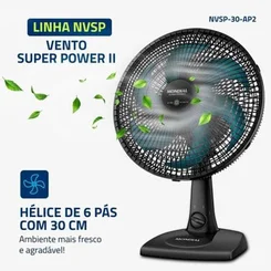 Ventilador de Mesa Mondial Super Power II NVSP-30-AP2 30cm 60W 127V Preto e Azul Petróleo - AP / MT