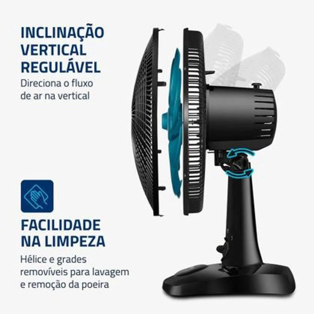 Ventilador de Mesa Mondial Super Power II NVSP-30-AP2 30cm 60W 127V Preto e Azul Petróleo - AP / MT