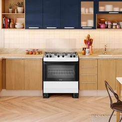 Fogão Mueller MFI5BF 5 Bocas Branco Mesa Inox Tripla Chama Bivolt - AP / MT