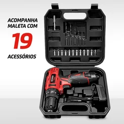 Parafusadeira e Furadeira de Impacto Mondial PI-12MA 12V com Maleta Bivolt - AP / MT