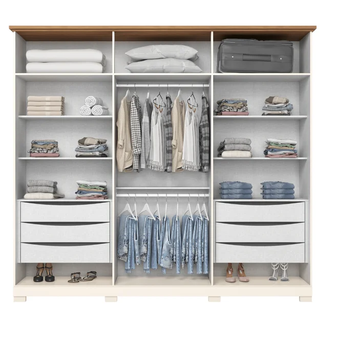 Roupeiro Napoli 6 Portas 6 Gavetas D308-129 Nature/Off White