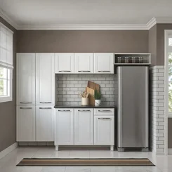 Cozinha Esmeralda Compacta 25 Smart Branco Com Balcão 10 Portas 1 Gaveta - Telasul