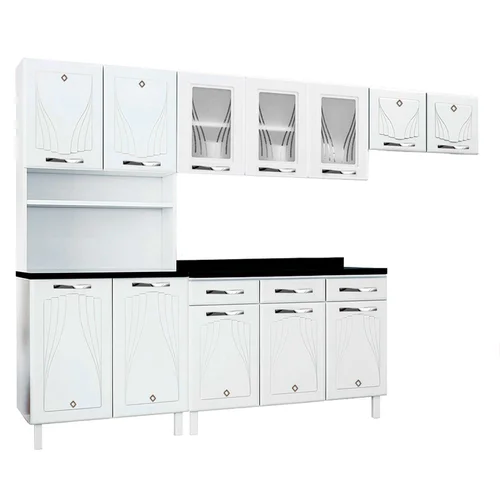 Cozinha Compacta 95 Start New Branco 12 Portas 3 Gavetas - Telasul