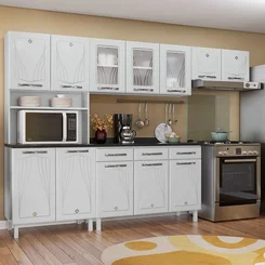 Cozinha Compacta 95 Start New Branco 12 Portas 3 Gavetas - Telasul