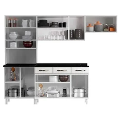 Cozinha Compacta 95 Start New Branco 12 Portas 3 Gavetas - Telasul