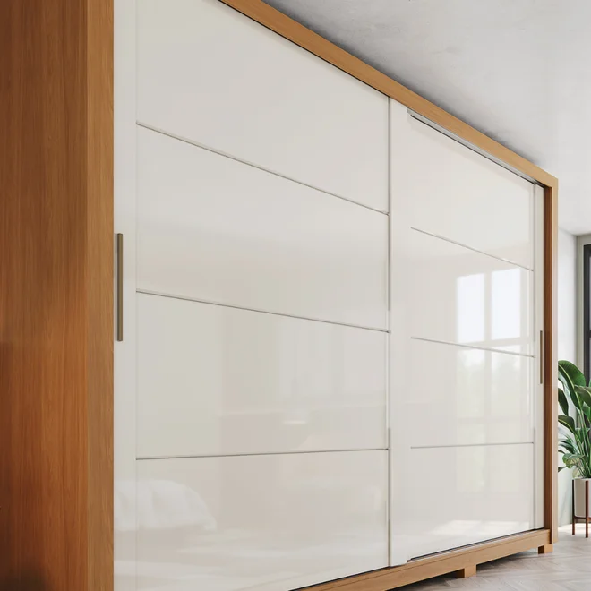 Roupeiro Palace 2 Portas Deslizantes 4 Gavetas D237-221 Cinamomo/Off White - Henn