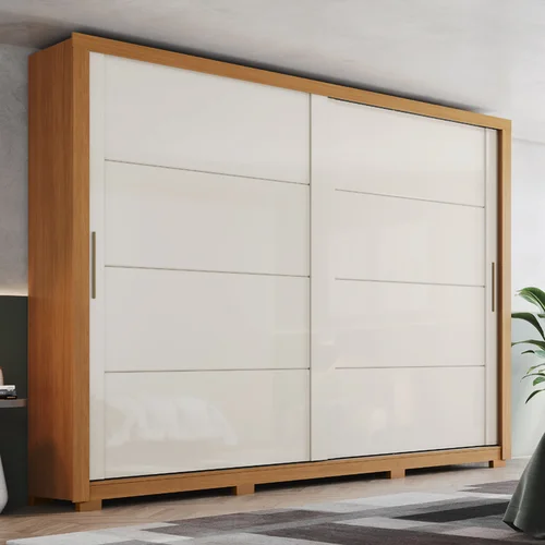 Roupeiro Palace 2 Portas Deslizantes 4 Gavetas D237-221 Cinamomo/Off White - Henn