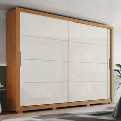 Roupeiro Palace 2 Portas Deslizantes 4 Gavetas D237-221 Cinamomo/Off White - Henn