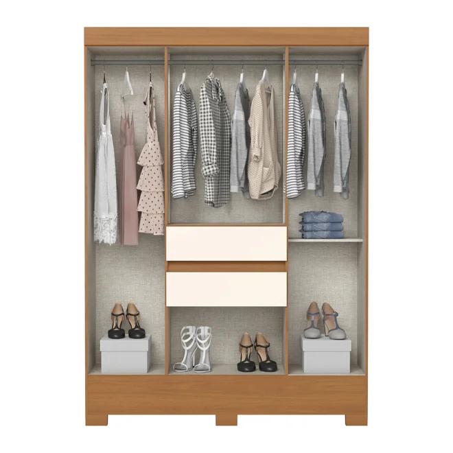 Roupeiro 6 Portas 2 Gavetas BS08-221 Cinamomo / Off White