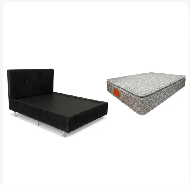 KIT Cama Cunha Casal Mola Bonnell Pillow Top 138X188 Cinza - Marjom