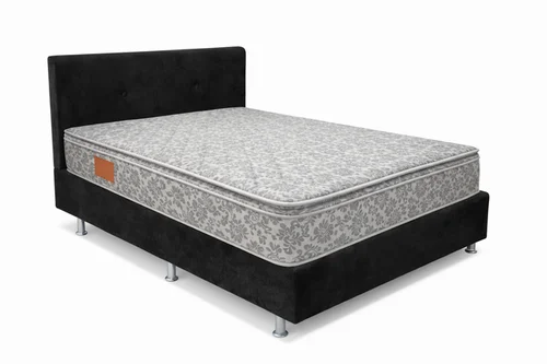 KIT Cama Cunha Casal Mola Bonnell Pillow Top 138X188 Cinza - Marjom