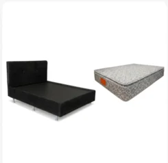 KIT Cama Cunha Casal Mola Bonnell Pillow Top 138X188 Cinza - Marjom