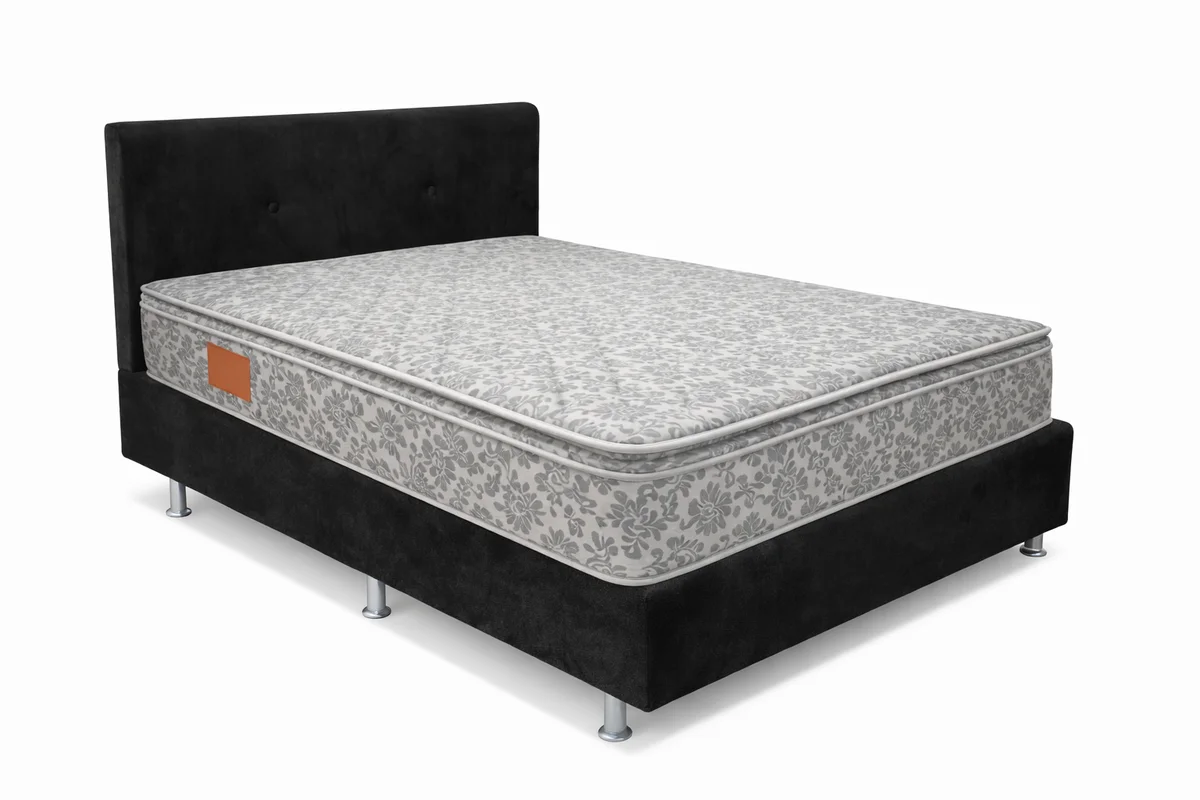 KIT Cama Cunha Casal Mola Bonnell Pillow Top 138X188 Cinza - Marjom