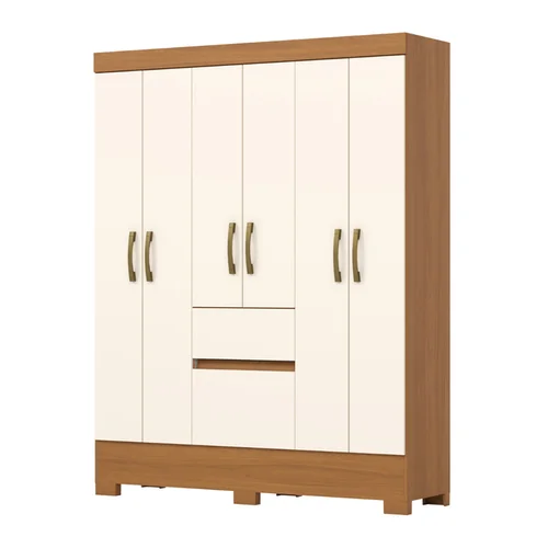Roupeiro 6 Portas 2 Gavetas Briz BS04-221 Cinamomo/Off White - Henn