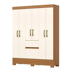 Roupeiro 6 Portas 2 Gavetas Briz BS04-221 Cinamomo/Off White - Henn