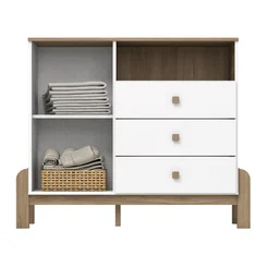 Cômoda Ternura 1 Porta 3 Gavetas Branco/Jequitiba HP Henn
