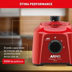 Liquidificador Arno Power Mix LQ11 550W 2 Velocidades Vermelho 127V - AP / MT