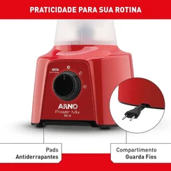 Liquidificador Arno Power Mix LQ11 550W 2 Velocidades Vermelho 127V - AP / MT