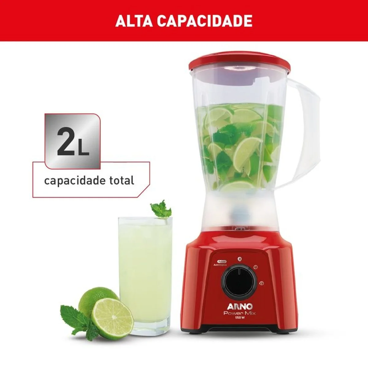 Liquidificador Arno Power Mix LQ11 550W 2 Velocidades Vermelho 127V - AP / MT