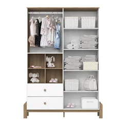 Roupeiro Ternura 4 Portas 2 Gavetas I130-190 Branco Jequitiba HP Henn