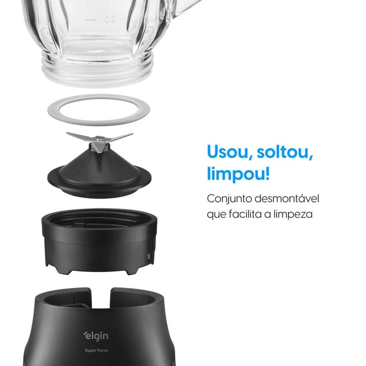Liquidificador Super Force 1,9L 900W Jarra de Vidro 127V Preto - Elgin
