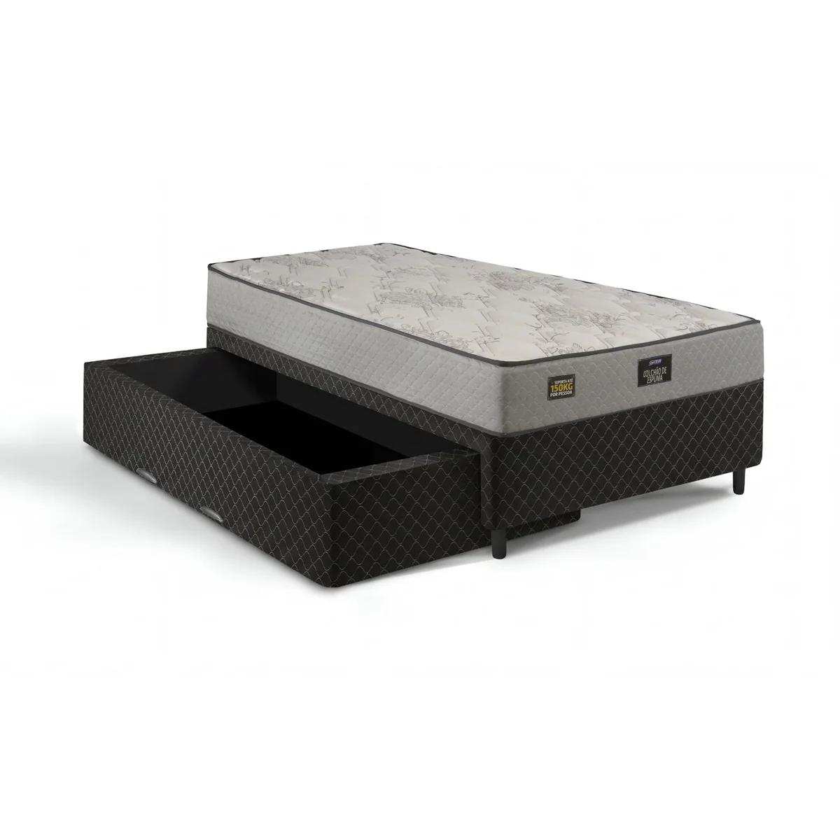 Conjunto Colchão SonoPromax C/Base Gaveta 063X098X198 Cinza - Gazin