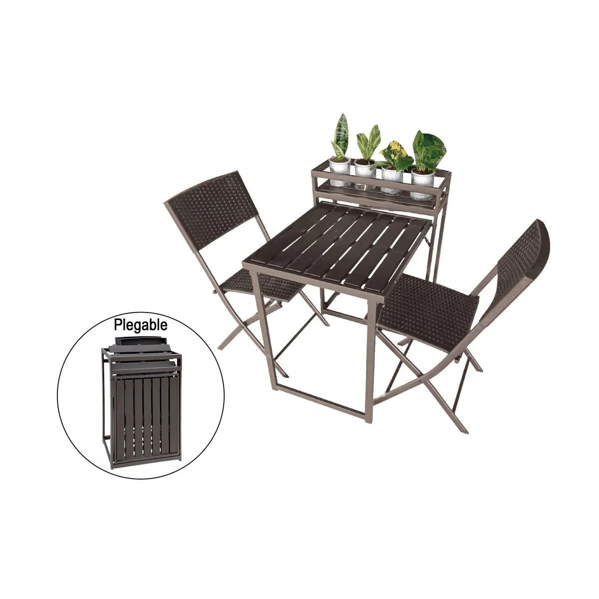 Conjunto De Mesa e Cadeiras  Para Terraço 3 Peças - BZ / IMP